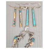 3 pr sterling & turquoise Southwest style earrings