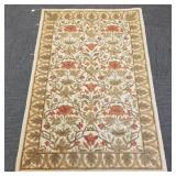 Handmade wool floral hooked rug- 65" x 43"