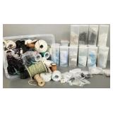 Group asst  jewelry making beads & cord incl art