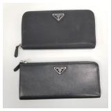 2 Prada zippered wallets- 1 leather & 1 nylon-