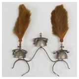 Set of antique pony bells with plumes- 16"H