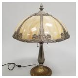Antique lamp with bent panel shade (as seen- rust,