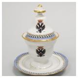 Antique porcelain covered dresser jar with