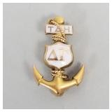 10k gold fraternal anchor pin- 2.3g, 5/8"L,