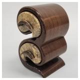 Unique artisan wooden vessel with 2 drawers &