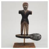 Antique folk art carved figural whirly gig (as