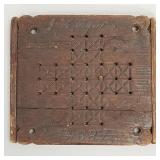 Antique carved & dated 1884 wood game board-