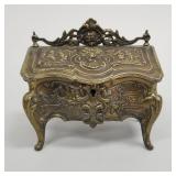 Vintage ornate brass jewelry casket- 5 3/4"H