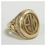 14k gold signet ring "PM": 9.5 grams, size 4