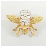 18K gold & diamond bee pin- 11.6g, approx 2.0 tcw