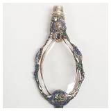 Antique glass scent bottle encrusted w/ enameled