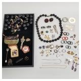 Group vintage & antique jewelry, parts incl