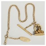14k gold watch chain with 14k dolphin fob: