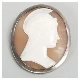 Antique carved shell cameo brooch w/