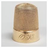 14k gold thimble monogrammed "O.K.": 5.5 grams