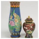 2 pieces cloisonne including vase- 12 1/4"H &