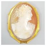 Vintage 10k gold & carved cameo pendant/ brooch-