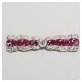 Natural ruby & diamond brooch set in platinum &