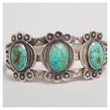 Fred Harvey era silver & turquoise cuff bracelet