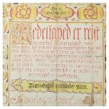 Norwegian Fraktur dated 1824- framed in later 19th