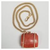 14k gold watch chain w/ hardstone fob (14k mount):