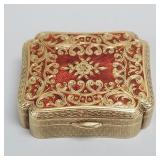 14k gold & enamel pill box- 30.6g, 1/2"H 1 1/2"W