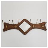 Oak Arts & Crafts coat hanger with mirror- 14 1/2"