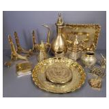 Gp asst brass articles incl handmade pots, trays,