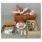 Gp incl Lexor & Waterford clocks, sterling dish,