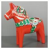 Swedish Dala horse w/ label 12" H
