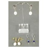 3 pair sterling silver earrings s/w tanzanite,