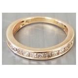 10k rose gold & diamond band designer STS- 2.6g,