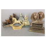 5 pair vintage metal bookends incl some brass-