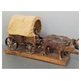 Folk Art wood carving- covered wagon- 11"H 21"L