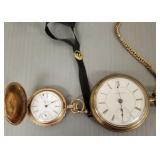 2 antique pocket watches: ladies Waltham hunters