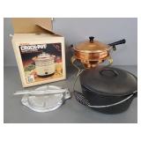 Gp vintage kitchen items, copper chafing dish,