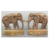 Pr vintage bronze elephant motif bookends- 4" x 6"