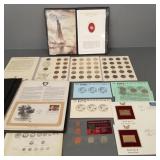 Group coins & First Day covers incl one Mercury