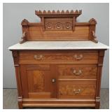 Victorian walnut marble top commode- 41"H incl