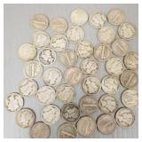 40 U.S. silver Mercury dimes- asst. dates