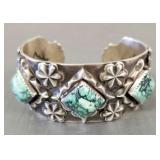 Signed JB Southwest sterling silver cuff w/