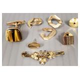 Group assorted 9k gold jewelry including tie tacks