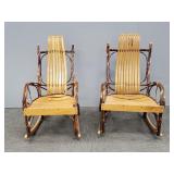 2 Mr & Mrs twig rockers- both 43"H, Mr 25"W & Mrs