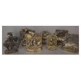 4 pair vintage metal bookends incl End of Trail,
