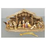 Original Lepi Italy carved wood nativity- 9"H 19"L