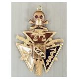 Antique tested 10k rose gold fob pendant w/ enamel