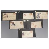 5 Civil War U.S. graphic covers w/ stamps-