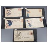 5 Civil War U.S. graphic covers w/ stamps-