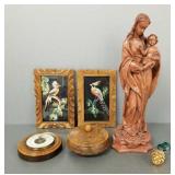 Gp. items incl 16" composition Madonna, feather