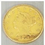 U.S. gold $2 1/2- 1851 Liberty coin